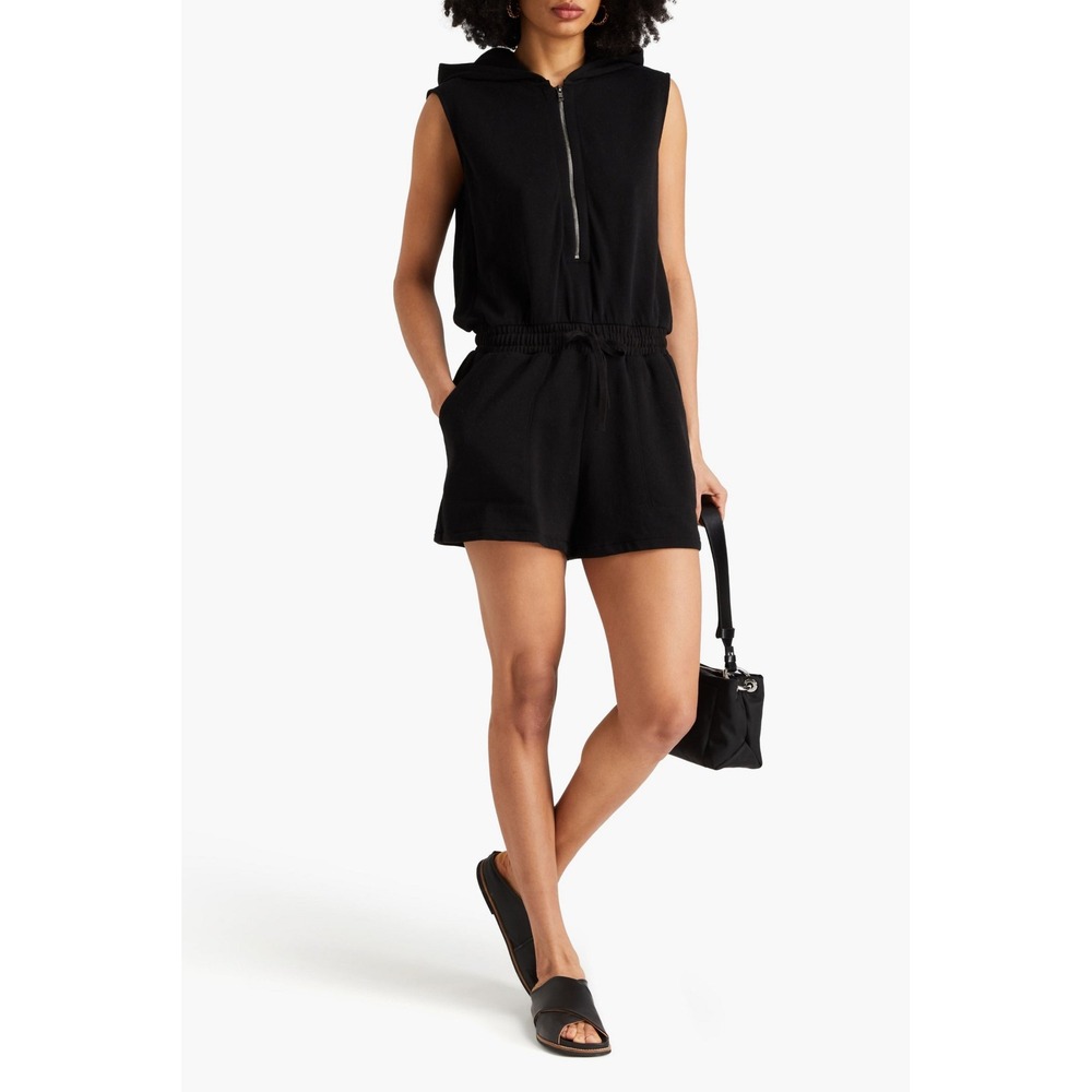 ATM Anthony Thomas Melillo French Cotton Terry Hooded Playsuit In Black Size XL